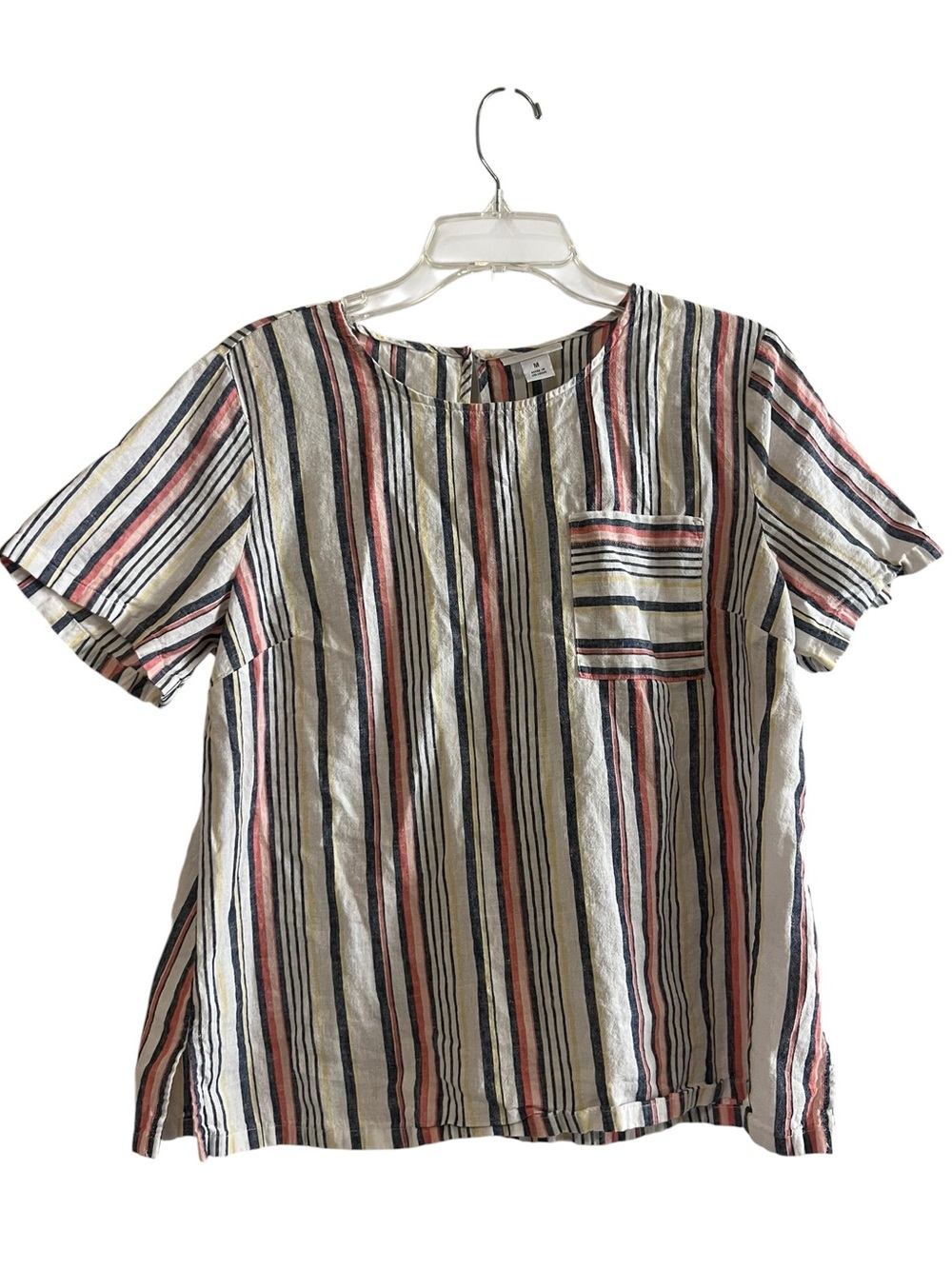 Liz Claiborne Striped Short Sleeve Blouse M